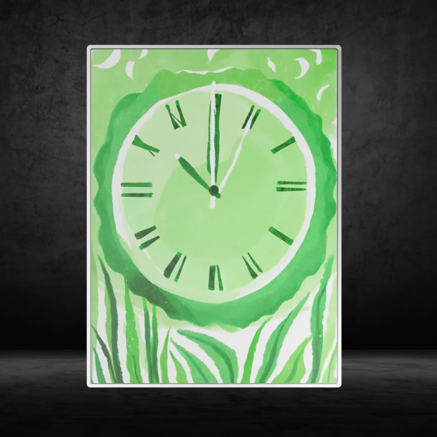 Metal poster of Green tree clock design