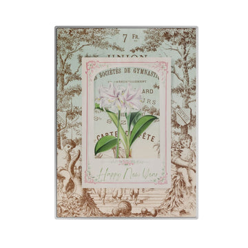 Lily Flower with Angles, Happy New Year Metal Poster
