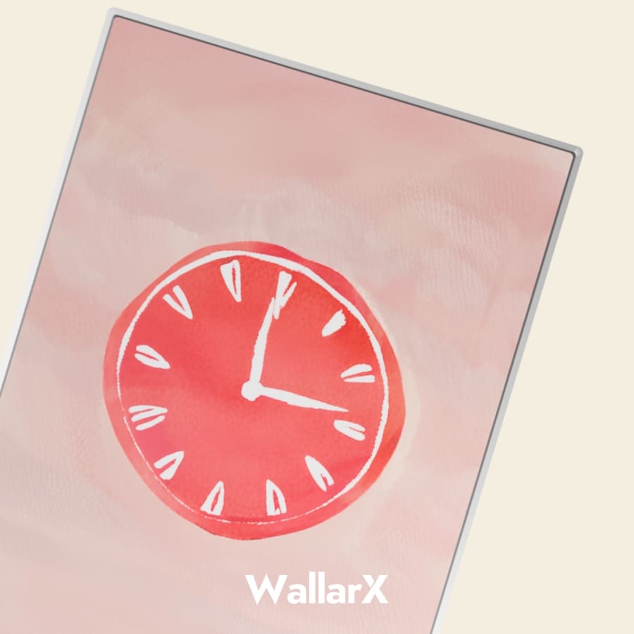 Product view of red clock aluminum poster