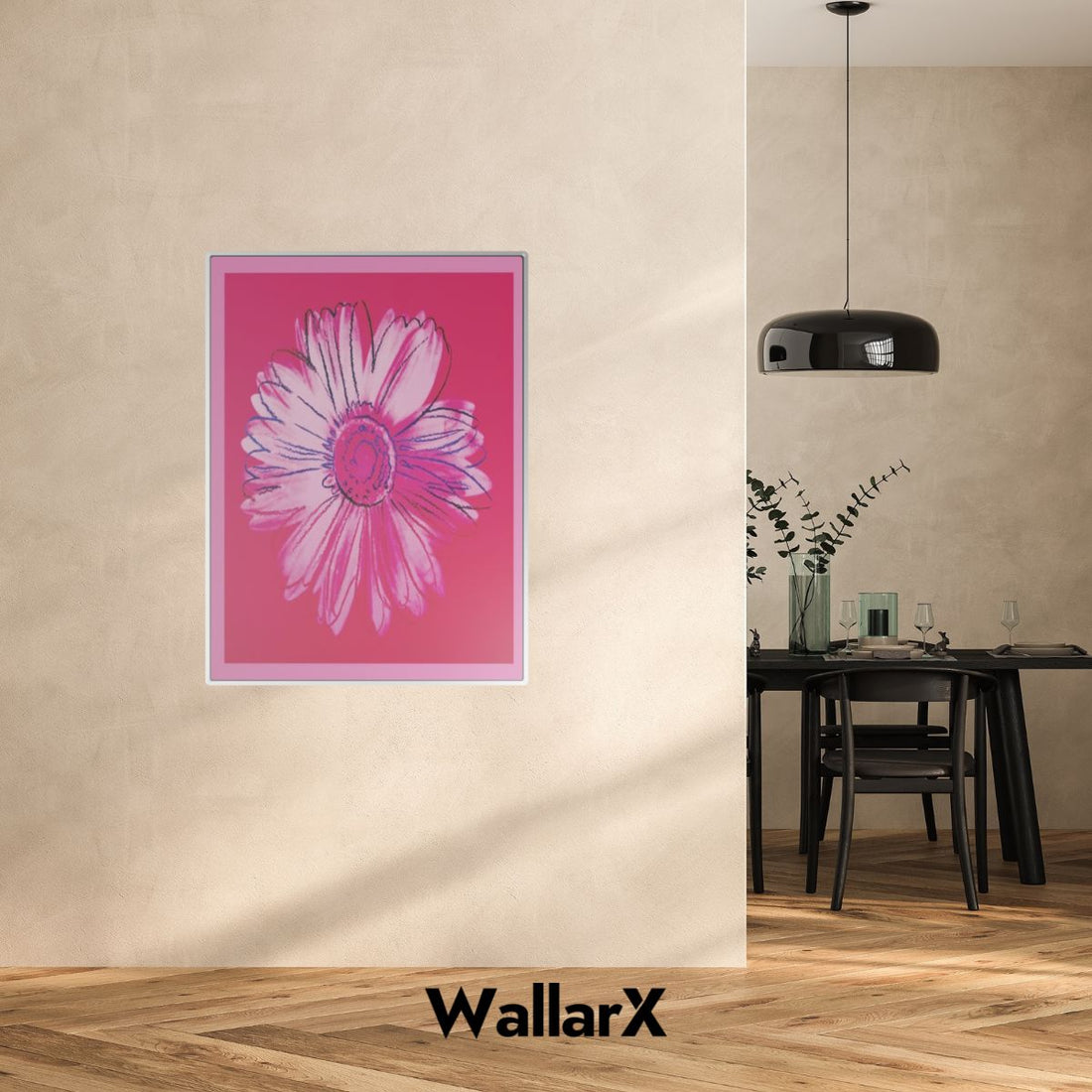 Pink daisy metal poster