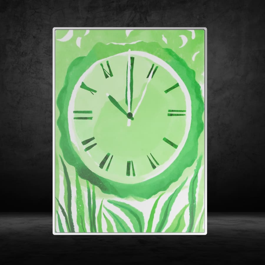 Metal poster of Green tree clock design 