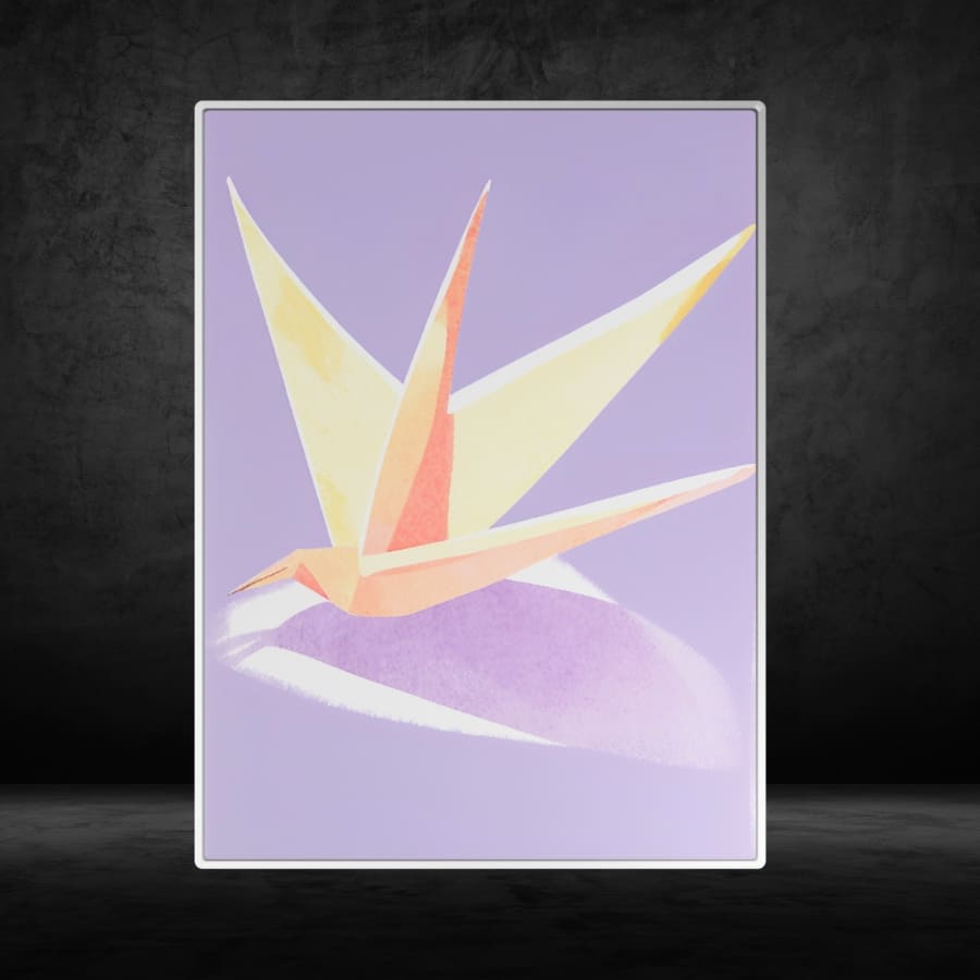 Proudct view of the light purple paper crane poster by WallarX