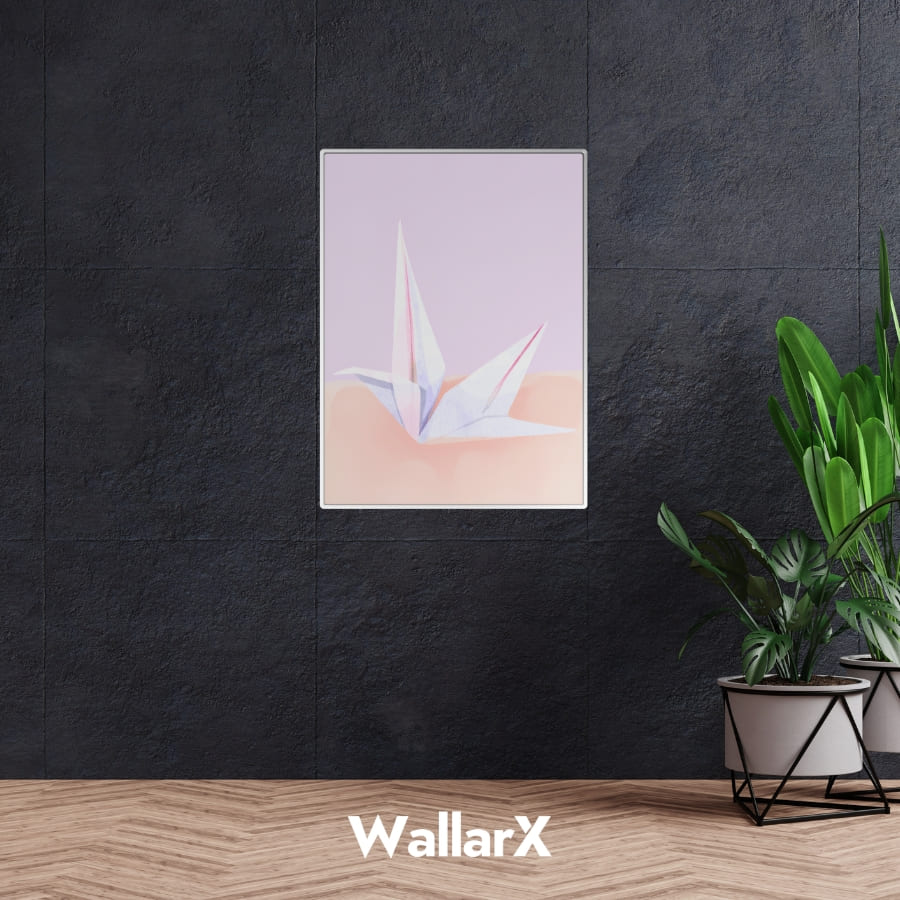 A metal poster of paper crane design