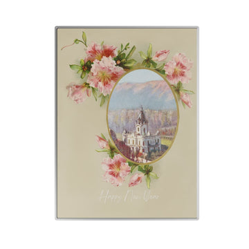 Neuschwanstein Castle with Flower, Happy New Year Metal Poster