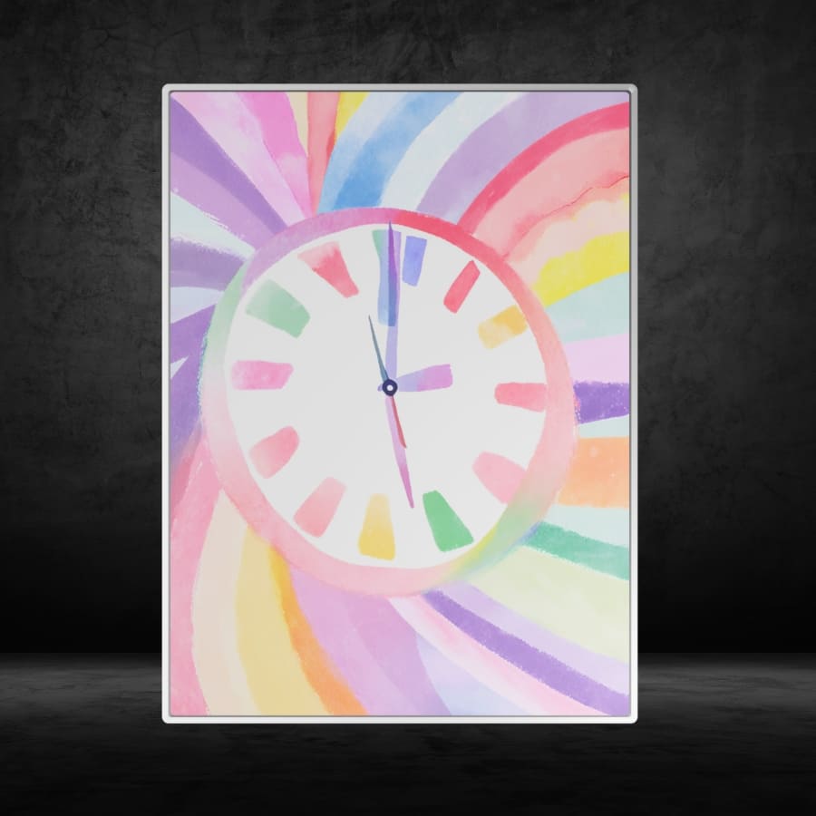 Rainbow Colors Clock Metal Poster, Watercolors