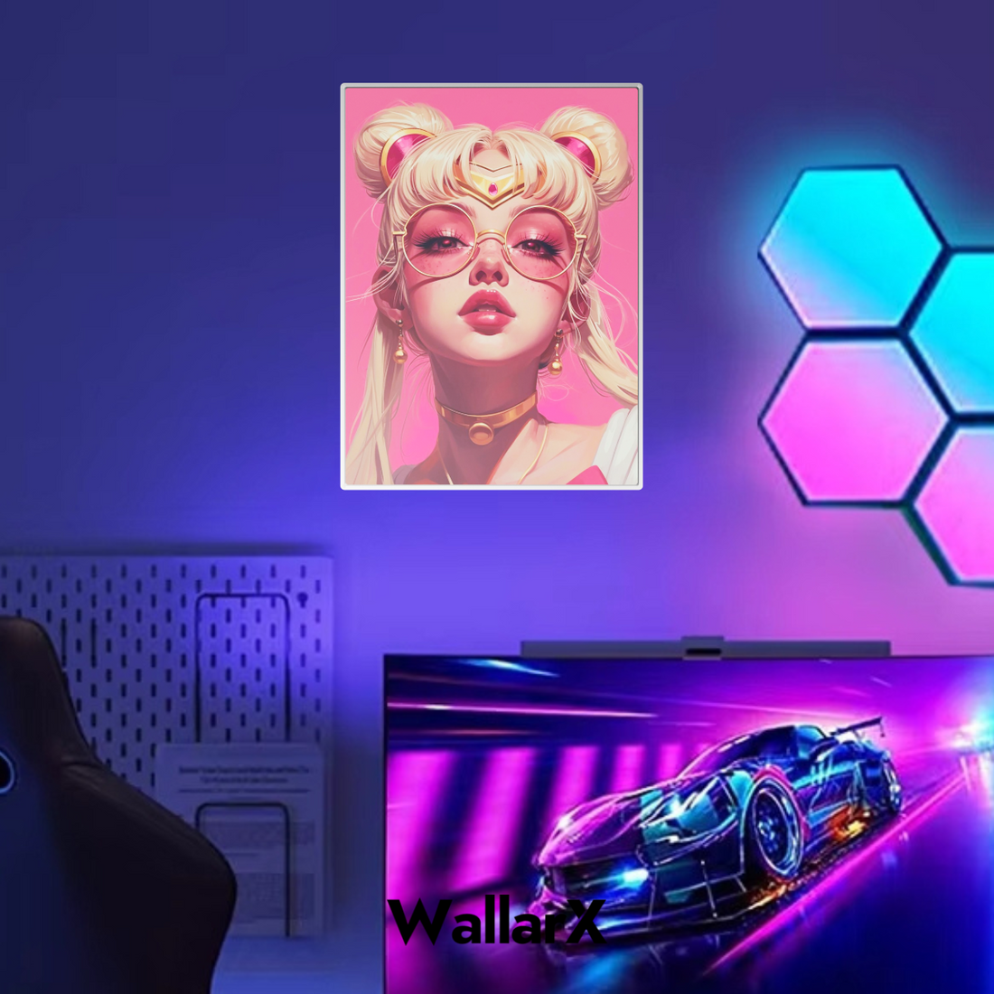 Sailor Moon Poster, Pink Cyberpunk